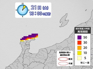 能登地方北部では数百年に1度レベルの雨となっています。